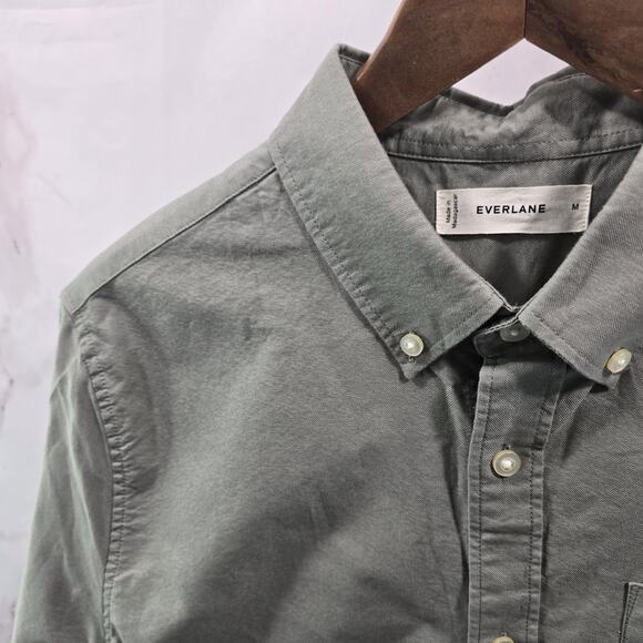 Everlane Shirt Mens Medium Green Oxford Long Sleeve Button Down Cotton - Picture 3 of 14
